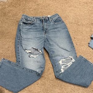 Good American Light Blue Distressed Straight Leg Jeans